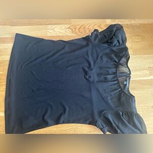 Express Sheer Black Puff-Sleeve Women's Top